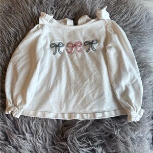 Cynthia Rowley White Long-Sleeve Tee with Bow Embroidery